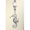Silvery Raised Seahorse with Crystal Clear Faceted Glass Ceiling Fan