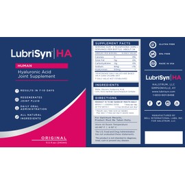 Lubrisyn Hyaluronic Acid Oral Joint Supplement – Liquid HA Formula for Humans – Promotes Joint Support, Mobility, Flexibility, Hydration & Healthy Function for Men & Women – Original 3 x 11.5oz