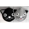 Two Cat Pot Holders Black and Grey Crocheted