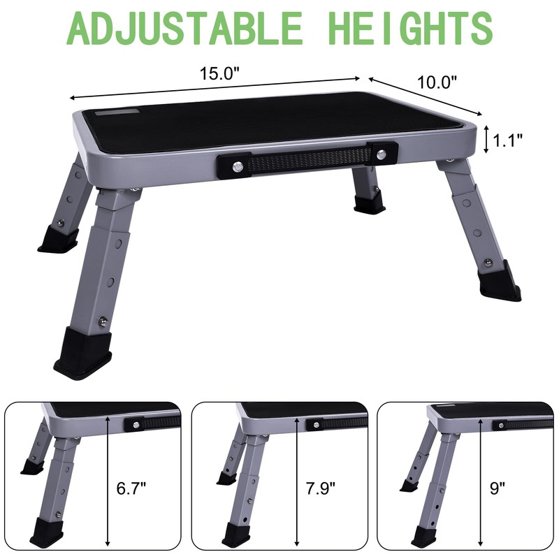 3 Levels Adjustable Folding Step Stool,Foldable RV Step Stool,Safer Metal