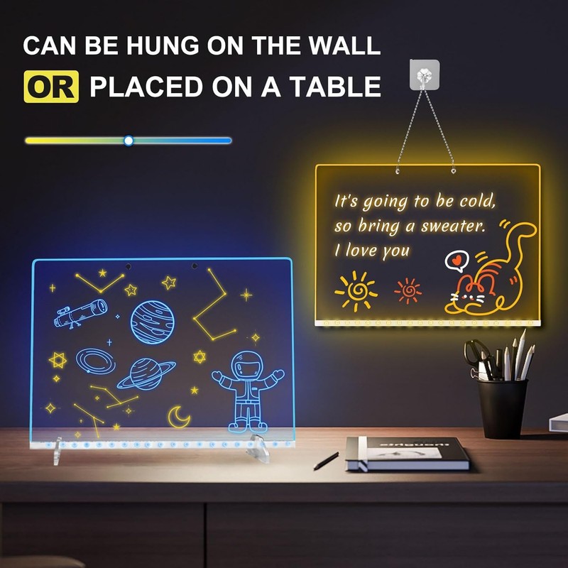 Acrylic Led Drawing Board with 10 Light Modes, Magic Message