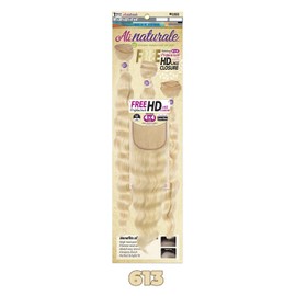 Chade Fashions Inc Chade Fashions Ali Naturale Weave Ocean Wave 18in, 20in, 22in + HD 4X4 Closure Human Hair Blended 1 Pack Solution - AN344O5 (1B)