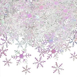 UUYYEO 1600 Pcs 3 Size Snowflake Craft Confetti Christmas Snowflake Table Scatter Sprinkles Winter Party Confetti Decorative Glitter Confetti Sequins White