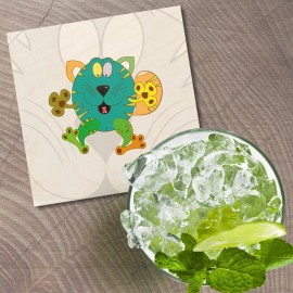 Unbranded Cat Colorful Animal 4'' X 4'' Square Wooden Coaster