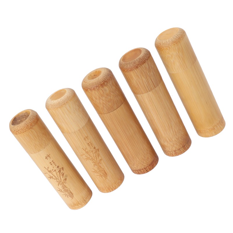 5pcs 12cm Length Travel Bamboo Tea Canister Tea Storage Container