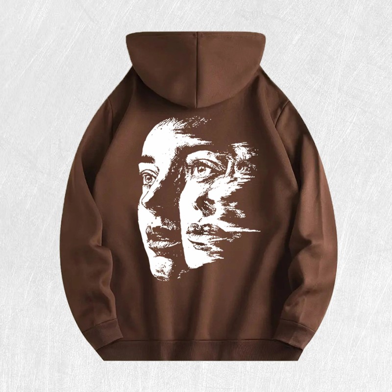 Abstract Face Graphic Hoodie 100% Cotton US Warehouse 6 ColorsColor: