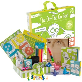Open The Joy On The Go Box, Road Trip Travel Games Activity Box, Includes Card Games, Craft Kits, and Other 50+ Travel Activities for Kids and Family Ages 4+