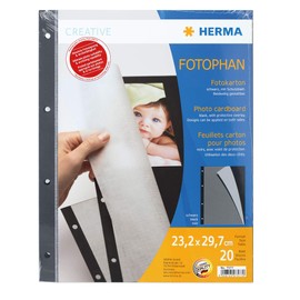 Herma 7569 Fotophan Photo Cardboard White (230 x 297 mm) 250 Sheets 20 Sheets 23,2 x 29,7 cm Black
