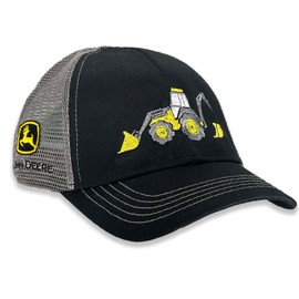 John Deere Embroidered Yellow Excavator Toddler Mesh Back Hat, Black