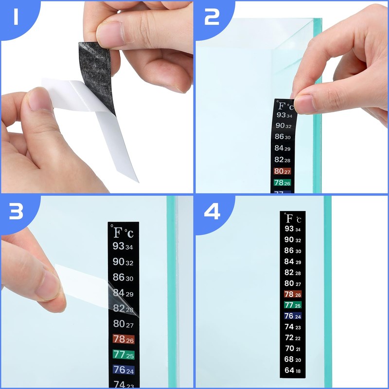 AQUANEAT 6 PCS Aquarium Thermometer Strips, Fish Tank Thermometer Sticker,