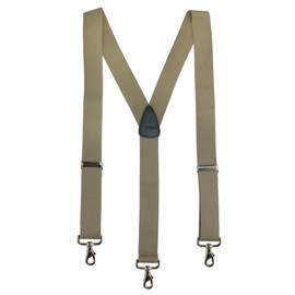 CTM Men's Big & Tall Elastic Solid Color Y-Back Suspender with Swivel Hook Ends, Khaki