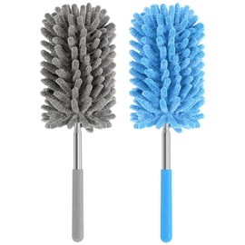 TIMIVO Mini Duster for Cleaning, 360° Bendable Hand Dusters with Extension Pole, Washable Small Duster for Car Interior, Office, Furniture
