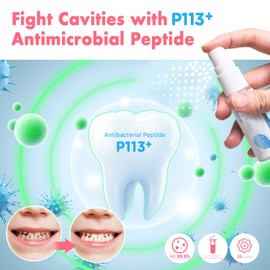 Mouth Spray for Kids, Toddler Toothpaste Helper, Fluoride Free Baby Toothpaste Cavity Protection, Oral Care with Natural P113+ Antibacterial Peptide - for Newborns to Age 6, Grape