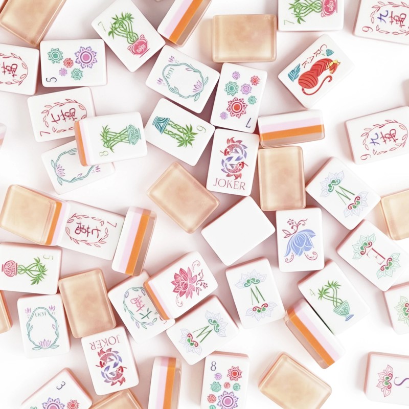 ,American Mahjong Set with 160 Tiles, Pealescent Mahjong Tiles,Custom 4-Layer