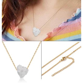Crystal Vibe Moonstone Necklace for Women with Gold Colored Adjustable Chain - Moonstone Crystal Necklace for Beauty, Confidence, Emotional Healing, Natural Stability