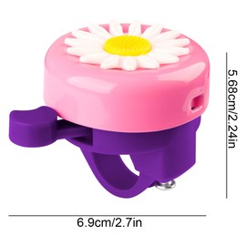 Thyonta Little Daisy Children's Bicycle Bell Crisp Sounding Sunflower-Shaped Mountain Bike Horn Suitable for Balance Bike Scooter Riding（Purple）
