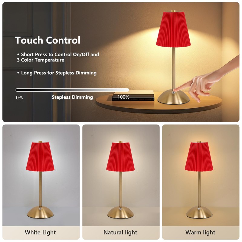 Red Table Lamps , Small Gold Table Lamp 12 Inch