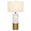 Henn&Hart 13" Marble/Brass Marble/Metal/Fabric Table Lamp