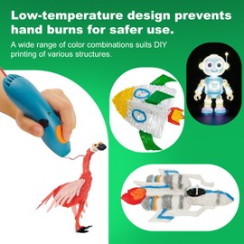 25 Colors 250PCS 3D Pen Filament Refill for 3doodler Start 3D Pen,2.5mm PCL Low Print Temperature Refills,Contains 5 Fluorescent Colors