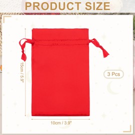 PATIKIL 4 x 6 Inch Satin Bags with Drawstring, 3 Pcs Silk Drawstring Gift Bags Wedding Favor Pouch for Jewelry Candy Christmas Party Graduation Birthday Easter, Red