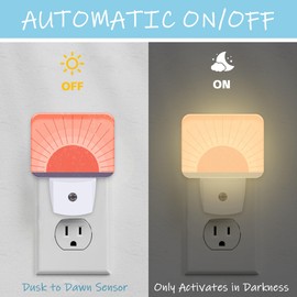 AKKAVNIA Night Light Abstract Sun Rise Plug-in Wall LED Night Lamp with Dusk-to-Dawn Smart Sensor Lamp for Adult Bedroom Living Room Hallway Kitchen