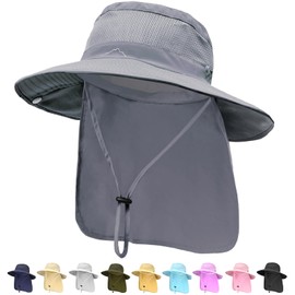 ZOORON Sun Hats for Men Women Fishing Hat with Neck Flap,UPF 50+ Sun Hat Waterproof Wide Brim Bucket Hats for Safari Hiking