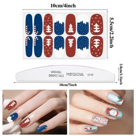 YECERALA 12 Sheets Christmas Nail Wraps Stickers Nail Polish Strips Self-Adhesive Full Wraps with Nail Files for Christmas DIY Nail Art Decals Christmas Nail Stickers Full Nail Wraps Gel Nail Strips