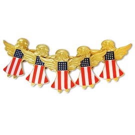 Patriotic American Flag Angels 5-Piece Lapel or Hat Pin &Tie Tack Set with Clutch Back by Novel Merk