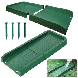 NamcheBarwa 2 Pack Downspout Splash Block,Gutter Splash Guard for Rain Water Drainage,24" Fixable Downspout Extensions with 4 Fixing PP Nails (2 Pack-Green)