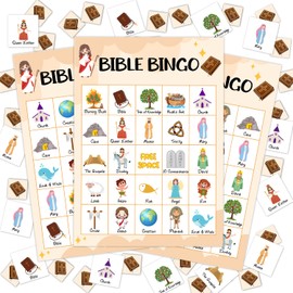 Bible Bingo Cards Game, Bingo Game for Adults Family, Bible Bingo Game for Adults, Game Party Supplies Favor Decoration Bingo Decorations, 24 Players Bingo Games -06