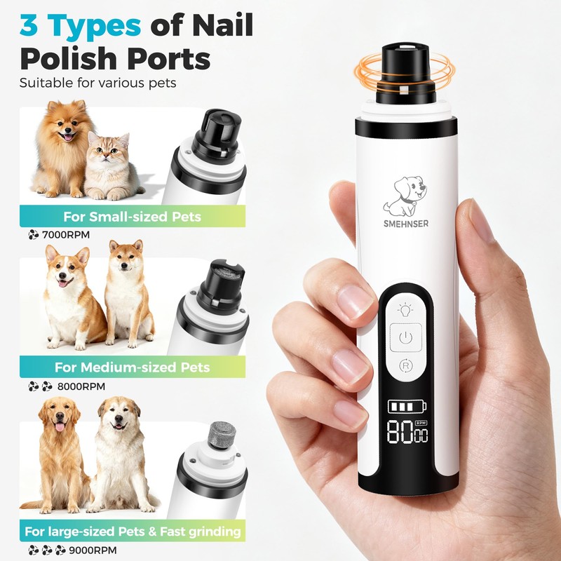 PleySyncz Upgraded Silent Dog Nail Grinder, Cordless Grooming Pro Nail