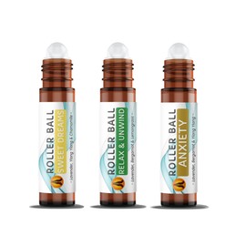 Essential Oil Aromatherapy Pulse Point Roller Ball Set - Anxiety Roll On Set for Skin, 3 x 10ml – Sweet Dreams, Relax Unwind, Anxiety