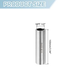 sourcing map NPT 1/2"x4" 304 Stainless Steel Pipe Fittings, Coupling Pipe Connector Adapter Pipe Connection Accessories for Plumbing Industrial and Residential, Silver