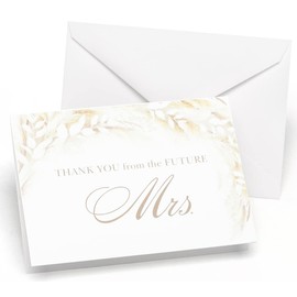 Hortense B. Hewitt Bridal Shower Accessories 24-Count Dried Floral Future Mrs Cards Thank You Notes, 4.75" x 3.5"