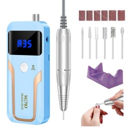 Professional Nail Drill Machine Electric Nail File Kits for Acrylic Nails,Manicure Gel Remove, Electric Nail Drill with Nail Drill Bits and Sanding Band (Blue)