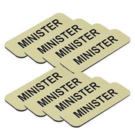 Minister 1 x 3" Name Tag, Brushed Gold (10 Pack)