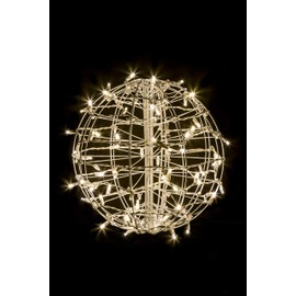Crab Pot Christmas Trees White 15" Fold Flat Sphere with 100 Clear, Warm White, LED Lights