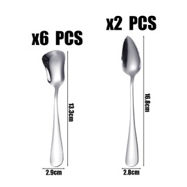 6pcs Ice Cream Spoons, 2pcs Mud Scraper, Ice Cream Divider, Spoon Set, Stainless Steel Long Handle Spoon, Cone Ice Cream Spoon, Kitchen Sauce Spoon, Kitchen Mixing Spoon