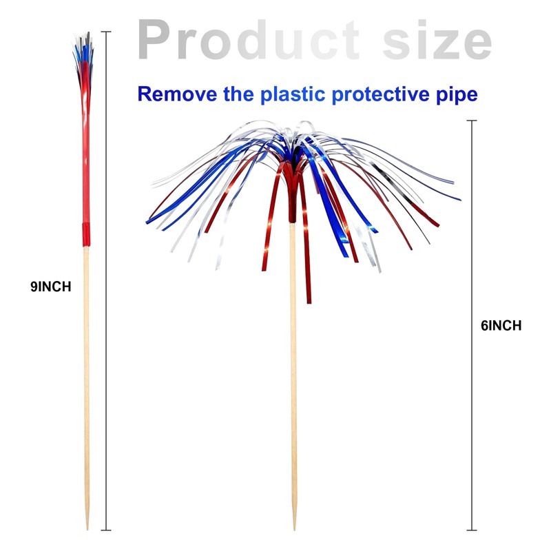 100pcs 4th of July Cocktail Picks Red White Blue Firework