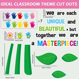 gisgfim Classroom Bulletin Board Decoration Set Wall Door Decor Spring Hands Tree Colorful Handprint Classroom Decorations for Kindergarten Preschool Elementary Middle School(We are Each Unique and...