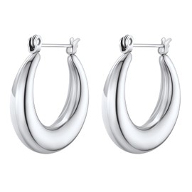 FindChic Women's Hoop Earrings, Silver/Gold, Surgical Stainless Steel, Hypoallergenic, Binaural, Simple, Swaying, Accessory, Stainless Steel