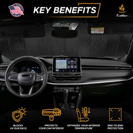 EcoNour Accordion Sun Shade Windshield for Trucks | Automotive Windshield Sun Shade to Keep Your Rig Safe | Fits for Semi Truck Windshields, Commercial & Big Rig Truck | XXL (80 x 30 inches)