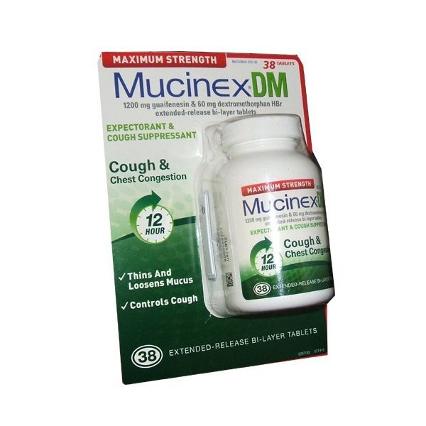 Maximum Strength Mucinex DM Expectorant and Cough Supressant 12 Hour Tablets (Pack of 38)