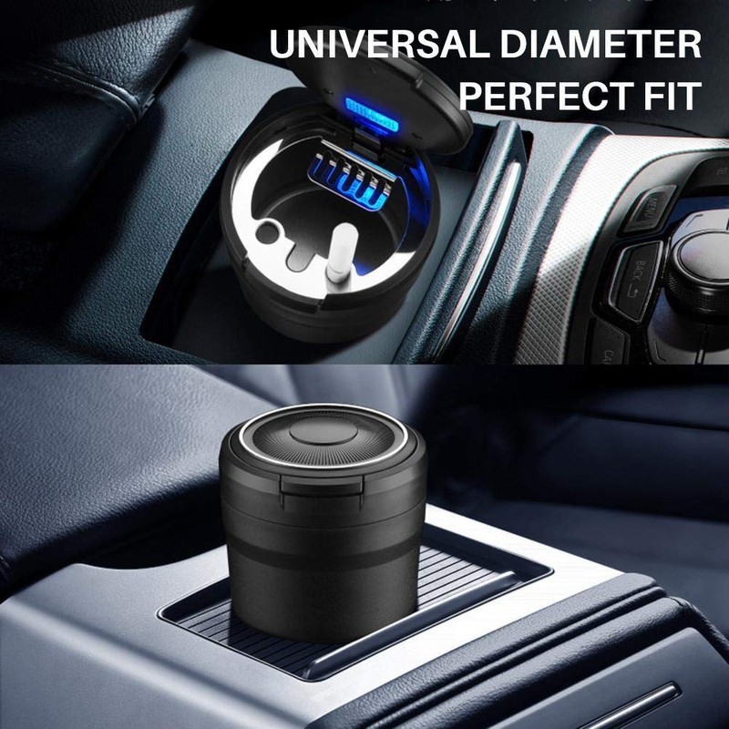 HEITIGN Car Ashtrays with Lid and LED Light, Portable Ashtray