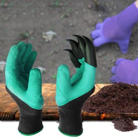 Garden Gloves with Claws, Waterproof and Breathable Garden Gloves for Digging Planting, Best Gardening Gifts for Gardening enthusiast (GREEN-2pair)