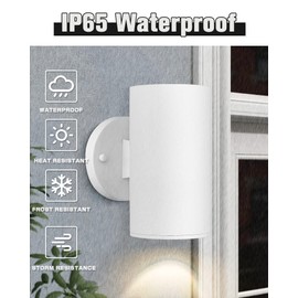 Ken & Ricky Outdoor Wall Sconce, Exterior White Wall Light Fixtures, Porch Lights Outdoor Wall with Tempered Glass Cover for House Garage Patio Front Door - 2 Pack
