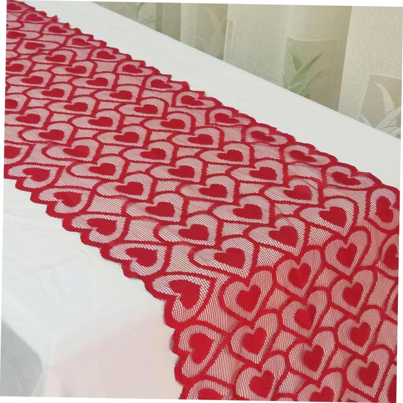 SHOWERORO Dirt Resistant Love Table Runner Washable Reusable Tablecloth for