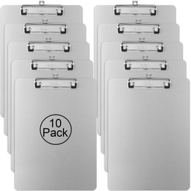 ZCZN Metal Clipboards, 10 Pack Heavy Duty Aluminum Clipboards 12 x 9 Inches, A4 Letter Sizer Document Holder with Low Profile Clip, Suitable for School, Office, Jobsite or Medical Staff, Silver