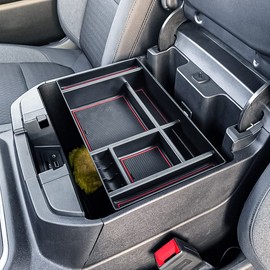 EDBETOS Center Console Organizer Compatible with Chevy Silverado 1500/GMC Sierra 1500 2019-2022 Accessories Silverado/Sierra 2500/3500HD 2020-23 Armrest Tray Full Console w/Bucket Seats ONLY Red