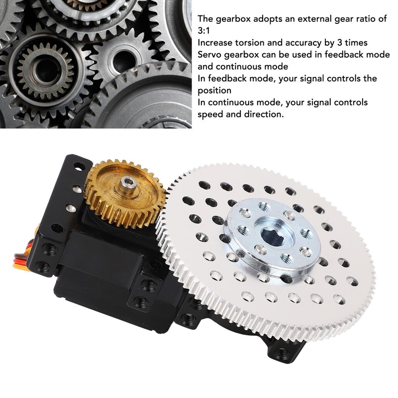Servo Steering Gear Box 3:1 Ratio Feedback Continuous Mode Servo